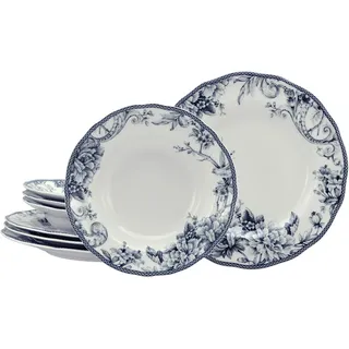 CreaTable Adelaide Tafelservice 8-tlg. blau/nostalgischer Vintage Dekor