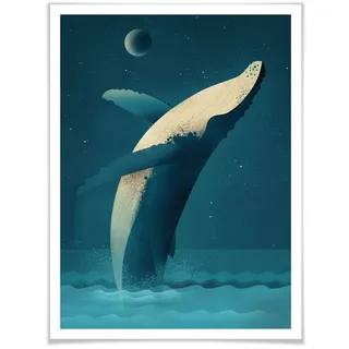 Poster WALL-ART "Humpback Whale" Bilder Gr. B/H/T: 100 cm x 120 cm x 0,1 cm, Schriftzug, 1 St., bunt Poster ohne Bilderrahmen