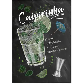JUNIWORDS Poster mit/ohne Holzrahmen - Wähle ein Motiv - Cocktail Caipirinha - Wähle eine Größe - 60 x 90 cm (XL) ohne Rahmen