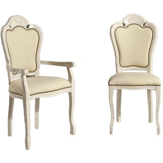 JVmoebel Esszimmerstuhl, Stuhl ohne Armlehne Holz Leder Esszimmer Stühle Design Sessel Neu weiß