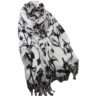MYLLJBD Damen schals Frauen Florales Künstliches Kaschmirschal, Reversibler Schal, Übergroßer Warmer Winterschal -weiß-67 * 180