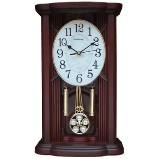 Vintage Kaminuhr Pendeluhr, Vintage -Manteluhren, antike Tischuhr /Wanduhr, mit schwingender Pendel, batteriebetriebener Kamin for Wohnzimmer, Küche, Büro- und Regaldekoration ( Color : Reddish brown
