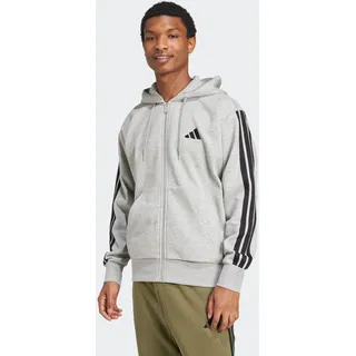 adidas Herren Kapuzensweat Essentials 3-Streifen, Größe XXL in Silber MGREYH/BLACK