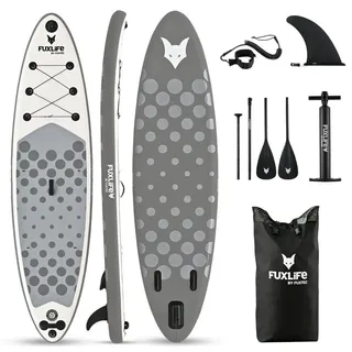 FUXTEC SUP Board Set Aufblasbares Stand Up Paddle Board 320 x 81 x 15 cm schwarz/weiß