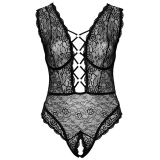 Body ouvert aus weicher elastischer Spitze, schwarz, 85D/L