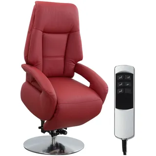 Cavadore Ledersessel Edinburgh / Fernsehsessel mit Aufstehhilfe, elektrisch verstellbarer Relaxfunktion / 2 E-Motoren / 74 x 114 x 77 / Echtleder: rot