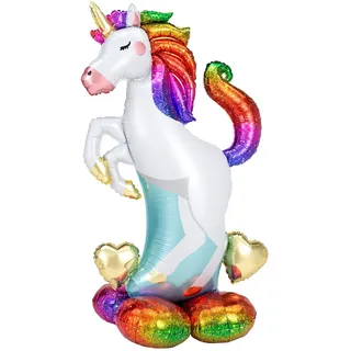 Amscan 4242711 - Folienballon Einhorn, Größe ca. 130 cm, mehrfarbiger AirLoonz-Ballon, mit Helium oder Luft befüllbar, Geschenk, Dekoration, Kindergeburtstag, Magic Unicorn