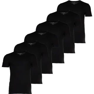 LACOSTE Herren T-Shirts, 6er Pack - Essentials, V-Ausschnitt, Slim Fit, Baumwolle, einfarbig Schwarz / XL