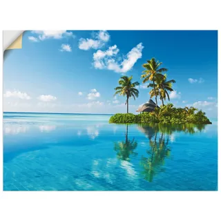 ARTland Wanddeko Wandtattoo selbstklebende Vinylfolie 60x45 cm Meer Karibik Insel Malediven Südsee Strand Tropisch Palmen T5MX