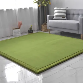 CASTLYE Kinderteppich Korallensamtteppich Teppiche Fürs Kinderzimmer Matten Teppich Anti Rutsch Unterlage Teppich Wohnzimmer, Moosgrün, 80x150cm