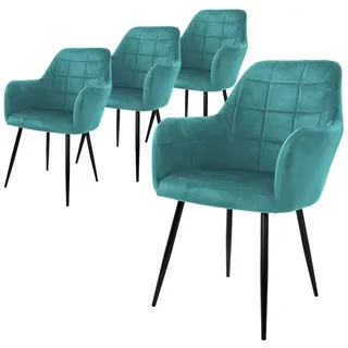 ML-Design Esszimmerstuhl Samt türkis 4er Set