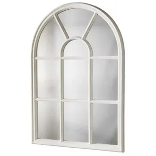 LebensWohnArt Wandspiegel Shabby Chic Rundbogen-Fenster-Spiegel 100cm weiss Landhaus