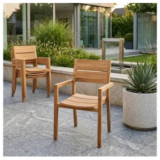 LebensWohnArt Gartenstuhl Teakstuhl LUKA – Outdoor-Stuhl aus Teakholz für Garten & Terrasse