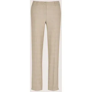 Stoffhose MADELEINE "Chinohose Glencheck-Hose mit Bügelfalten", Damen, Gr. 17, N + K Gr, blau (berber, gletscherblau, multicolor), Obermaterial: 62% Polyester PES. 34% Viskose CV. 3% Elasthan EL. 1% metallisierte Fasern MTF., Modern, gerade, Hosen Stoffhose, Zierleisten