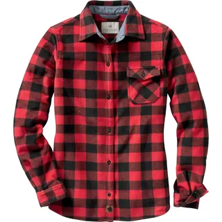 Legendary Whitetails Damen Standard Trail Guide Fleece Button Down Shirt, Shotgun Shell Red Plaid, XS