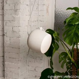 FLOS Design Hängelampe AIM Small, dimmbar, weiß / opal, für Wohn- / Esszimmer, Aluminium, Design, Pendelleuchte - 17 cm - 17 cm - 14.9 cm