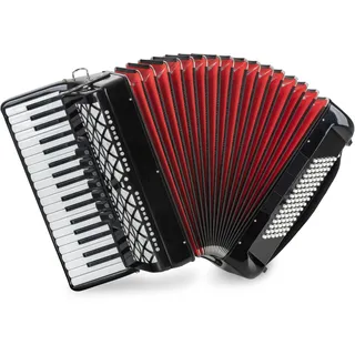 Classic Cantabile Secondo V Akkordeon 96 Bass schwarz hochglanz – 37 Diskanttasten, 3-chörig, 5 Register - leicht & robust - Einsteiger Akkordeon inkl. Tasche & Tragegurte - für Musikschule & Zuhause