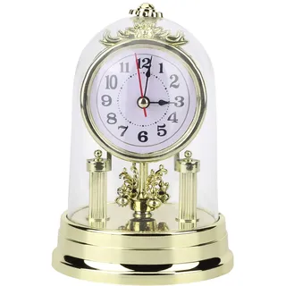 Ausla Kaminuhr Tischuhren für Wohnzimmer-Dekor, Europäischer Retro-Stil, Goldene Tischuhr, Geräuschlos, Tischuhr für Wohnzimmer, Schlafzimmer (Gold)