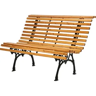 Koopman Gartenbank Parkbank Sitzbank Holz Metall Gusseisen Ergonomisch Muldensitz (Stück, 1-St., Packung), 117x61cm, Holz, Sitzfläche abgerundet, 2-Sitzer, Belastbar 200kg braun