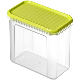 Rotho Domino Vorratsdose 1l mit Deckel, Kunststoff (PP) BPA-frei, transparent/grün, 1l (16,5 x 9,0 x 13,0 cm)