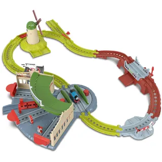 Thomas & Seine Freunde Zugset zum Spielen von Fisher-Price, Spielset zum Erkunden des Lokschuppens Tidmouth mit Thomas der Lokomotive und Harold dem Hubschrauber, JRW06