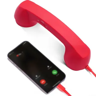 Telefonhörer im Retro-Stil für Typ-C-Geräte, ergonomischer kabelgebundener Empfänger mit integriertem Mikrofon, ästhetisches Vintage-Design für Mobiltelefone (rot)