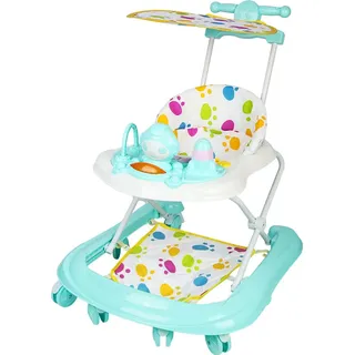4 in1 Baby Lauflernhilfe, Lauflernwagen Klappbar mit Musik und Sonnenschirm,Abnehmbare Trampolinmatte,Gehfrei Babywalker ab 6 Monate Grün - Grün