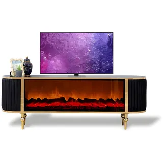 aea Kunstvoller TV-Schrank Lowboard 58 cm X 40 cm Schwarz Holz