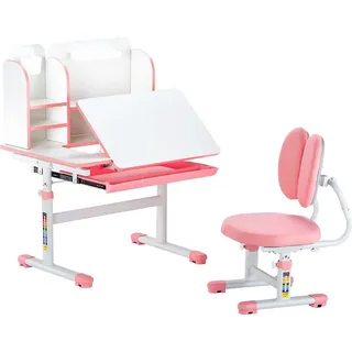Vevor Kinderschreibtisch Set höhenverstellbar 54-73 cm Kunststoff/MDF rosa
