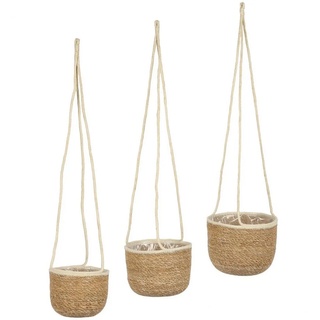 Spetebo Übertopf Seegras Blumenampel 3er Set natur 23 / 20 / 17 cm beige