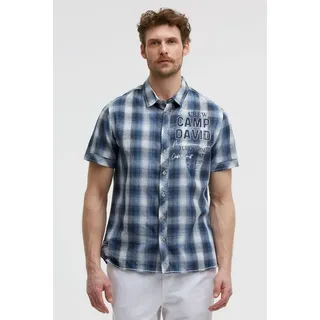 CAMP DAVID Kurzarmhemd aus Baumwolle blau S