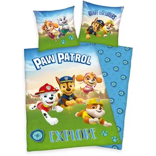 Paw Patrol Explore Wende Bettwäsche Set 2 tlg.135x200cm 80x80cm