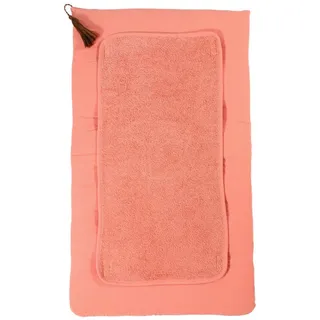 PuckDaddy Wickelauflage Sanna - Koralle 42x76cm für Wickelbrett | 100 % Baumwolle, Koralle, Musselindecke 120×120 cm, atmungsaktiv, vielseitig verwendbar