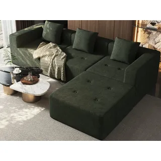 Lexzurn Ecksofa Sofa mit Federkern Widersteht dem Durchsitzen, B: 258.5cm Schlafsofa, mit großer Chaiselongue & 3 Zierkissen, Chenille-Struktur keine Montage erforderlich grün