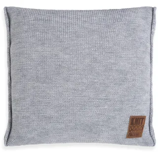 KNIT FACTORY - Uni Kissen - Grau - 50x50 cm | Sofakissen mit Füllung und Bezug - Couchkissen - Zierkissen - Gestrickter Dekokissen - Zeitloses Design