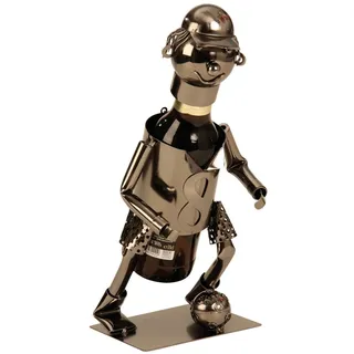 Moderner Bier Flaschenhalter Fussballspieler aus Metall Höhe 18,5 cm