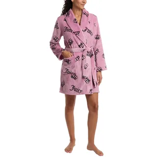 Juicy Couture Damen Plüsch-Bademantel, Mauve Jc Kronen, Small-Medium - S-M