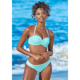 Bügel-Bandeau-Bikini S.OLIVER Gr. 36, Cup C, grün (mint, weiß) Damen Bikini-Sets Ocean Blue in getwisteter Optik Bestseller