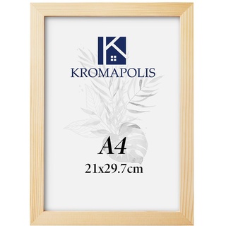 Kromapolis Bilderrahmen aus echtem Holz DIN A4 21 x 30 cm Natürlicher | Bilderrahmen aus Holz für 21 x 29,7cm Bilder | Hochwertiger Holzbilderrahmen | Poster-Rahmen aus Echtholz