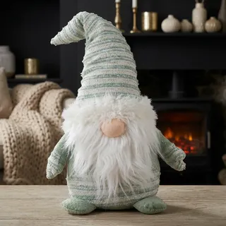 Wichtel Deko Figur groß Weihnachten Gnom sitzend 49 cm Weihnachtswichtel grün