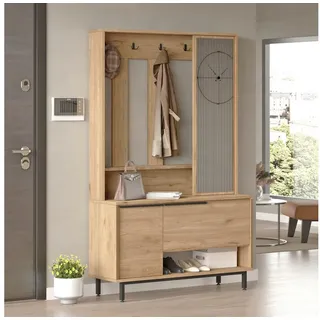 [en.casa] Garderobenschrank Vesanto 178 x 112 x 36 cm Eiche