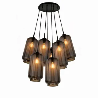 s.luce Pendelleuchte s.luce Velo Cluster Glas-Pendelleuchte 7-flammig 7x18cm Rauch schwarz