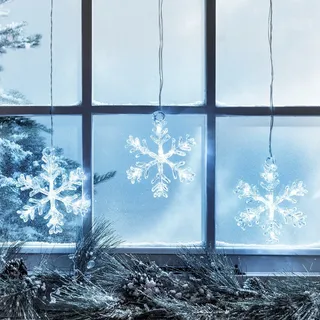 3er LED Schneeflocke Fensterdeko Timer Weihnachtsdeko
