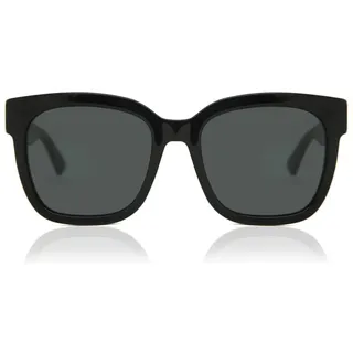 Gucci Damen Sonnenbrille Quadratisch GG0034SN 001, Größe 54 mm, Schwarz/Grau, schwarz/grau, 54 mm - 54 mm