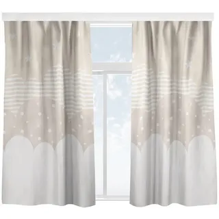Bilderdepot24 Vorhang Gardine Muster Himmel Wolken Sterne Beige Türvorhang Raumteiler (2 St), Multifunktionsband, blickdicht, Samt, Schiebegardinen Babyzimmer Kinderzimmer Schiebevorhang beige 130 cm x 200 cm