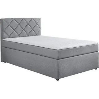 Boxxx Boxspringbett, Grau, Kunststoff, H2, Höhe ca. 15 cm, 120x200 cm, Oeko-Tex® Standard 100, gepolstertes Kopfteil, Topper durchgehend, in verschiedenen Größen erhältlich, Matratze durchgehend, Kinder- & Jugendzimmer, Jugendmöbel, Jugendbetten, Jugend-Boxspringbetten