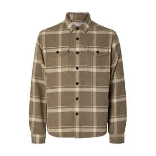 Selected Homme Herren Freizeithemd SLHLOOSEMASON-PABLO Relaxed Fit Beige Checks 16086503 XXL
