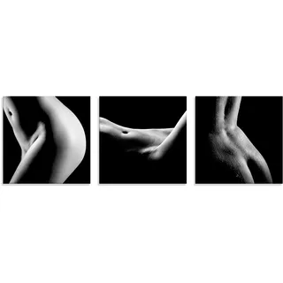 Glasbild ARTLAND "Hübsche junge nackte Frau" Bilder Gr. B/H: 40 cm x 40 cm, Frau, 3 St., schwarz Glasbilder in verschiedenen Größen