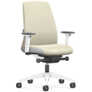 Interstuhl Every Interior Edition – Der Bürostuhl folgt der Bewegung des Körpers nach vorne und hinten – mit Verstellbarer Lordosenstütze (Beige | Weiß)