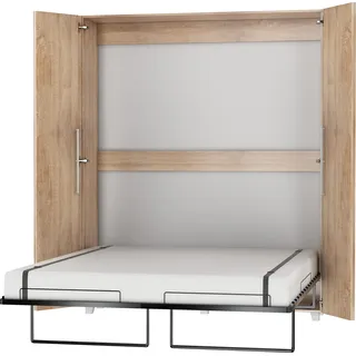 BIM Furniture Wandbett Schrankbett Teddy 160x200 cm Bettschrank, Vertikal Wandklappbett, Schrank mit integriertem Klappbett, Funktionsbett inkl. Lattenrost (Sonoma Eiche)